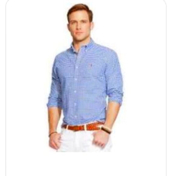 Ralph Lauren chaps blue and white check button down - Picture 1 of 10